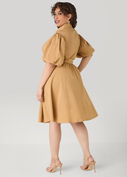 Ashley Stewart Crochet Panel A Line Shirtdress Iced Coffee