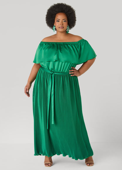 Ashley Stewart Off The Shoulder Satin Maxi Dress Amazon