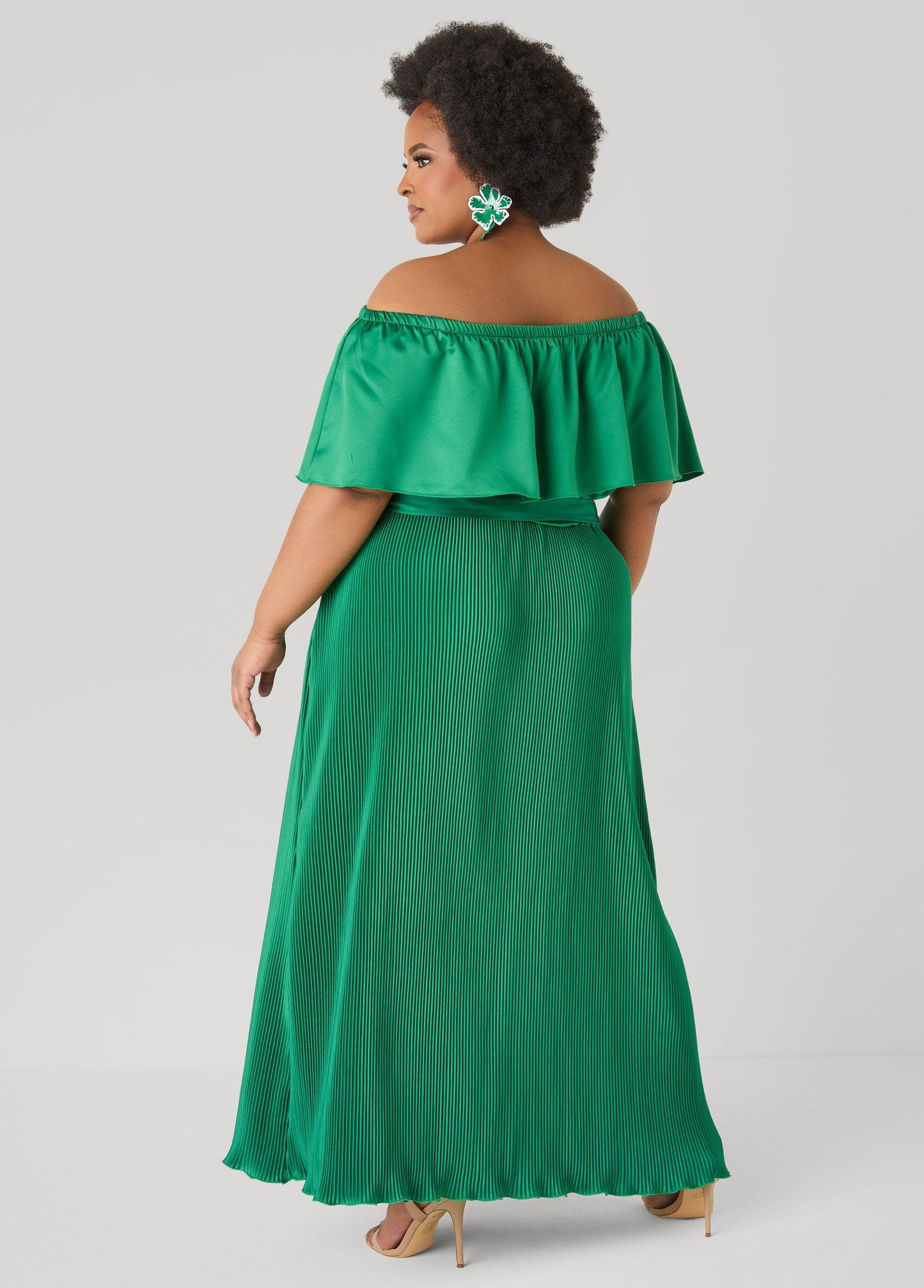 Ashley Stewart Off The Shoulder Satin Maxi Dress Amazon