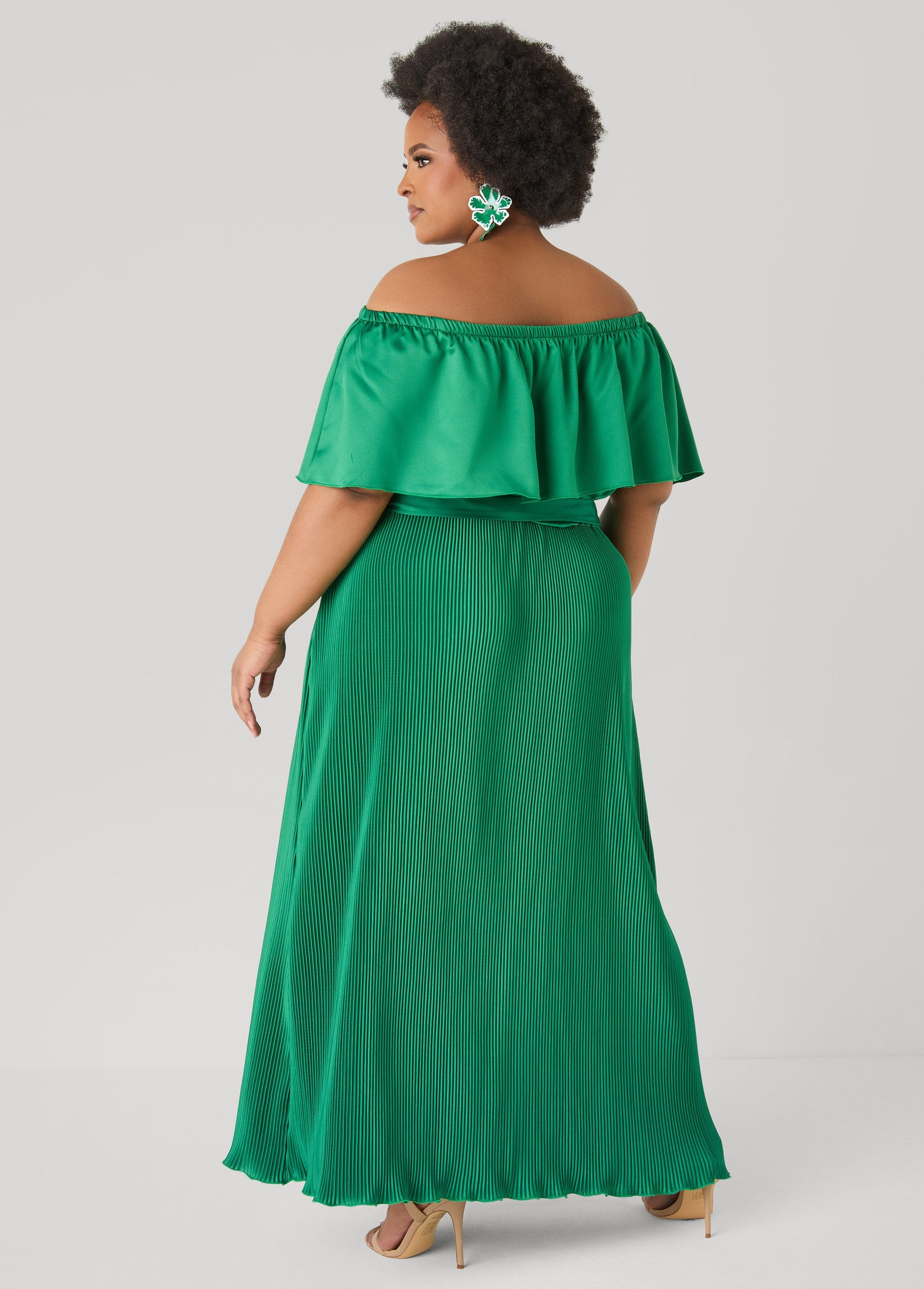 Ashley Stewart Off The Shoulder Satin Maxi Dress Amazon