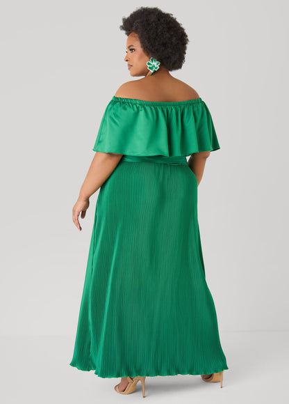 Ashley Stewart Off The Shoulder Satin Maxi Dress Amazon