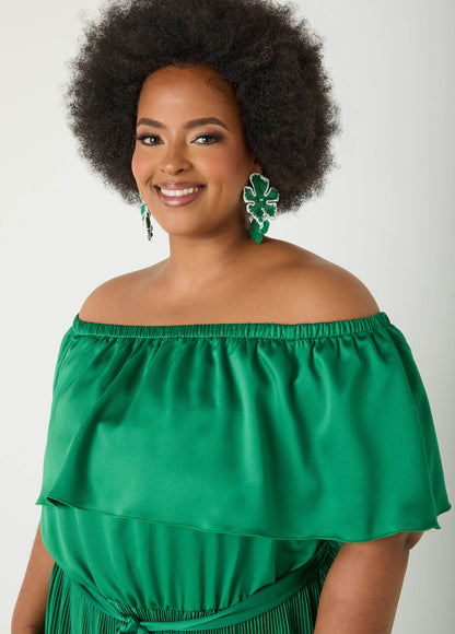 Ashley Stewart Off The Shoulder Satin Maxi Dress Amazon