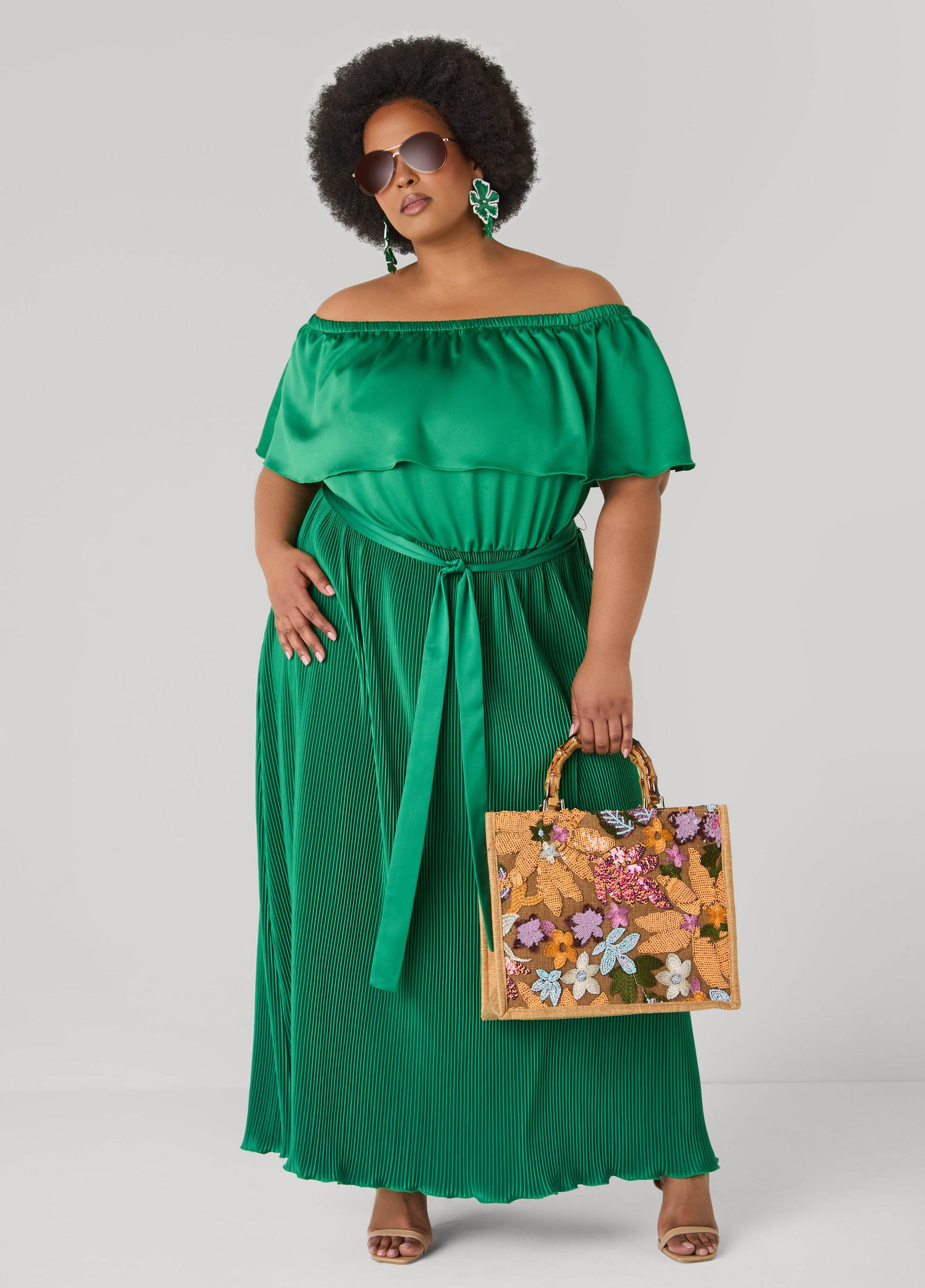 Ashley Stewart Off The Shoulder Satin Maxi Dress Amazon