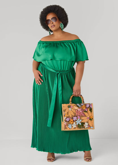 Ashley Stewart Off The Shoulder Satin Maxi Dress Amazon