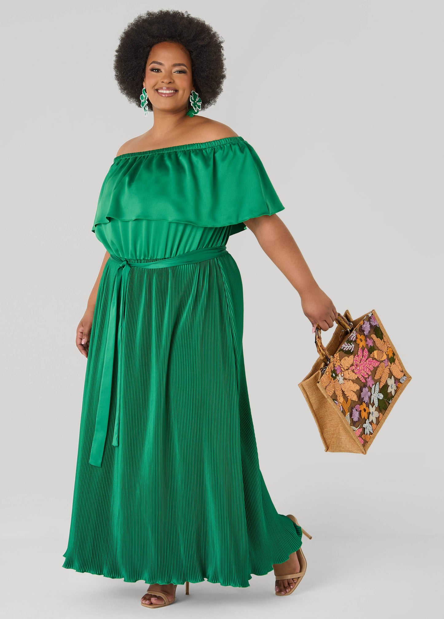 Ashley Stewart Off The Shoulder Satin Maxi Dress Amazon