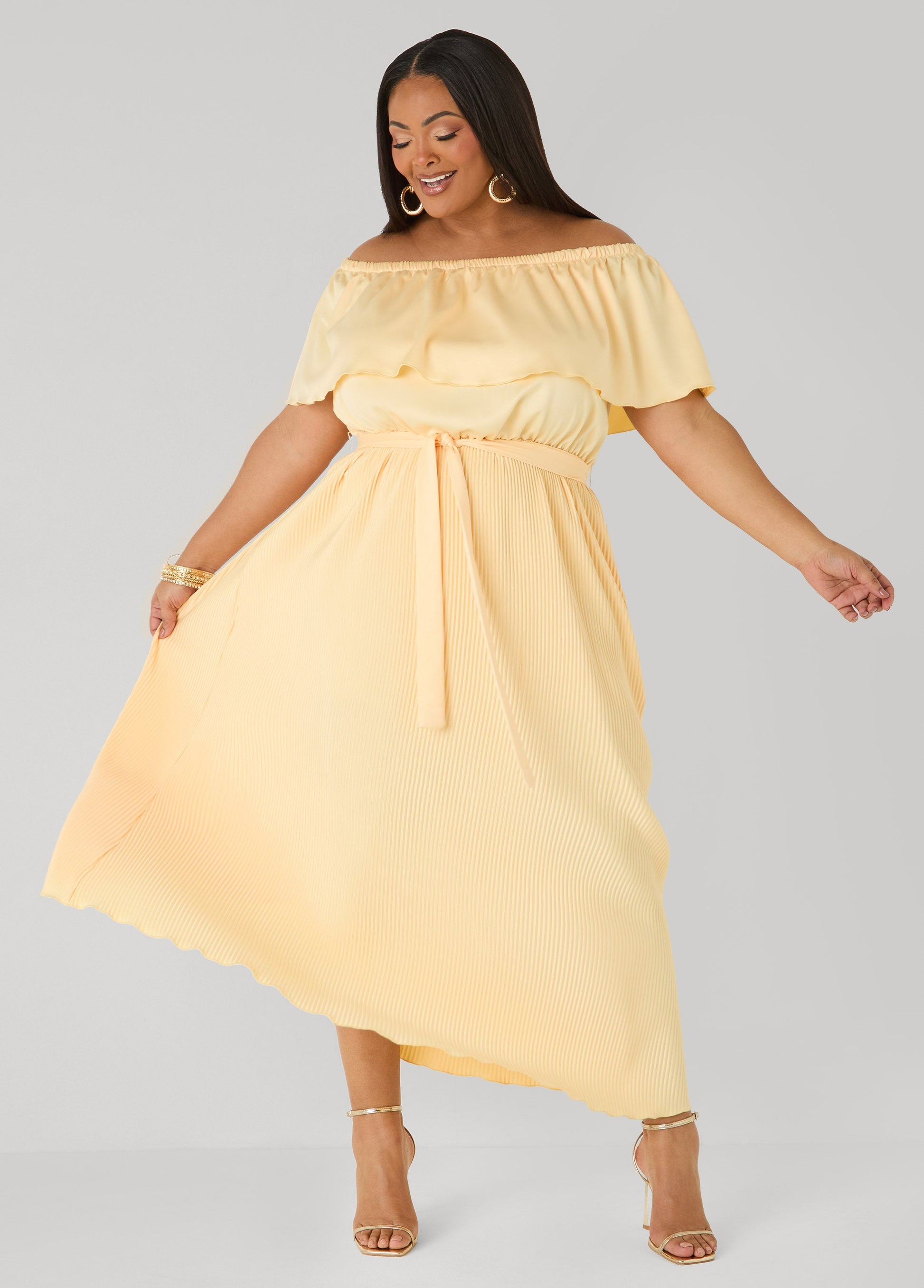 Ashley Stewart Off The Shoulder Satin Maxi Dress Amazon