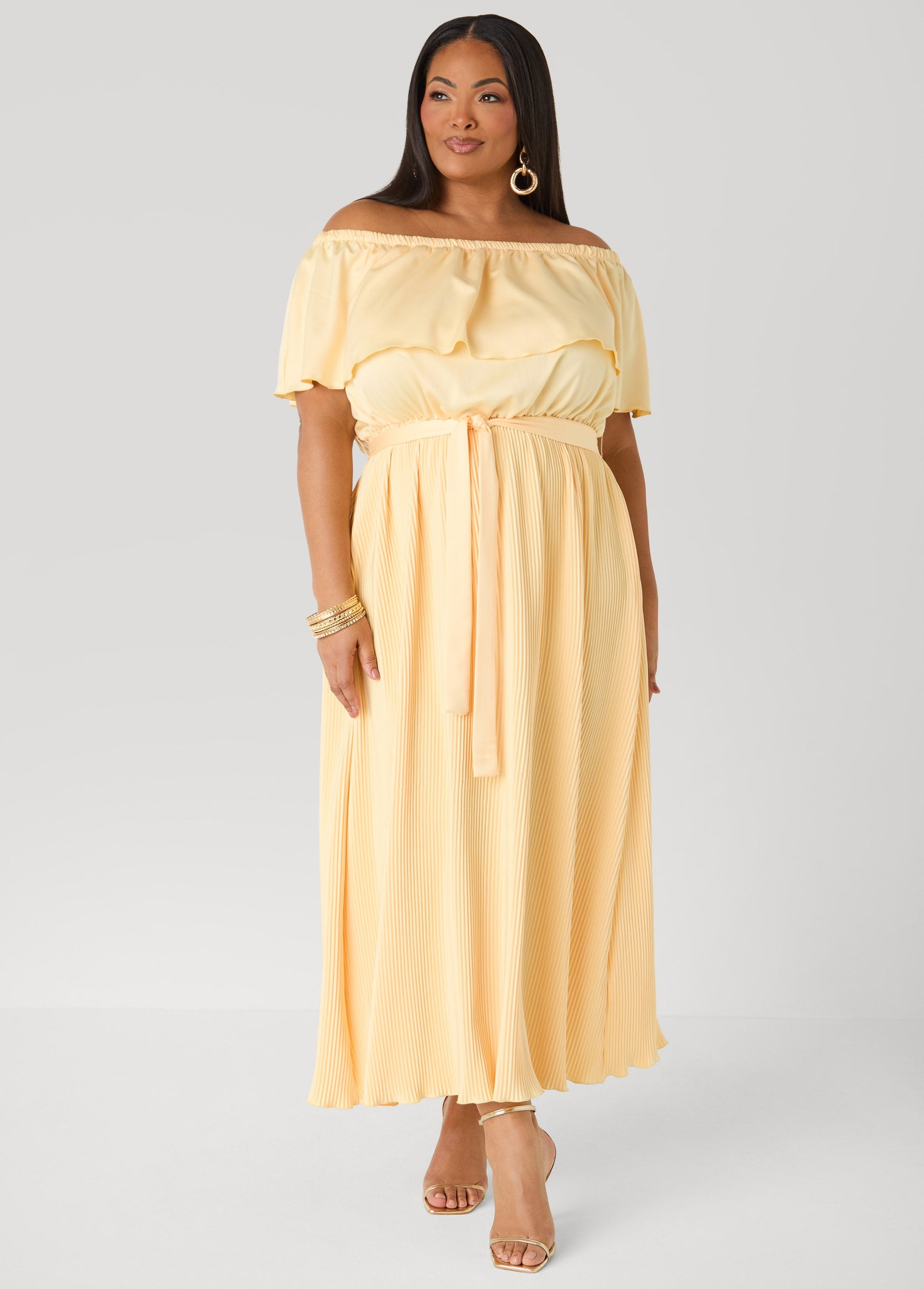 Ashley Stewart Off The Shoulder Satin Maxi Dress Amazon