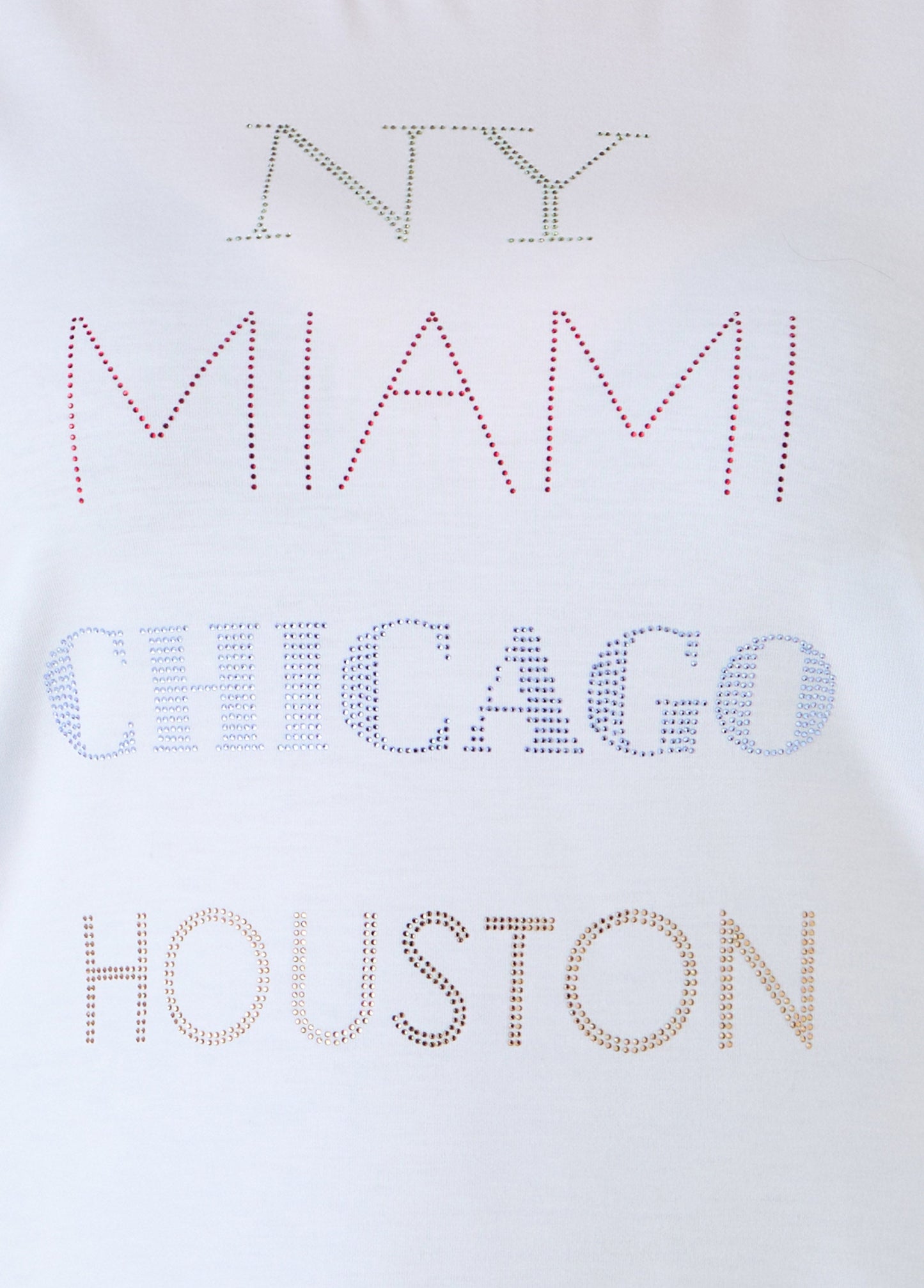 Ashley Stewart New York Miami Chicago Houston Tee White