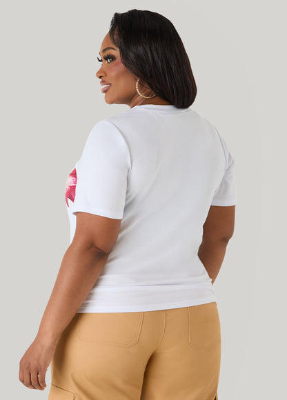 Ashley Stewart Floral Jersey Graphic Tee White