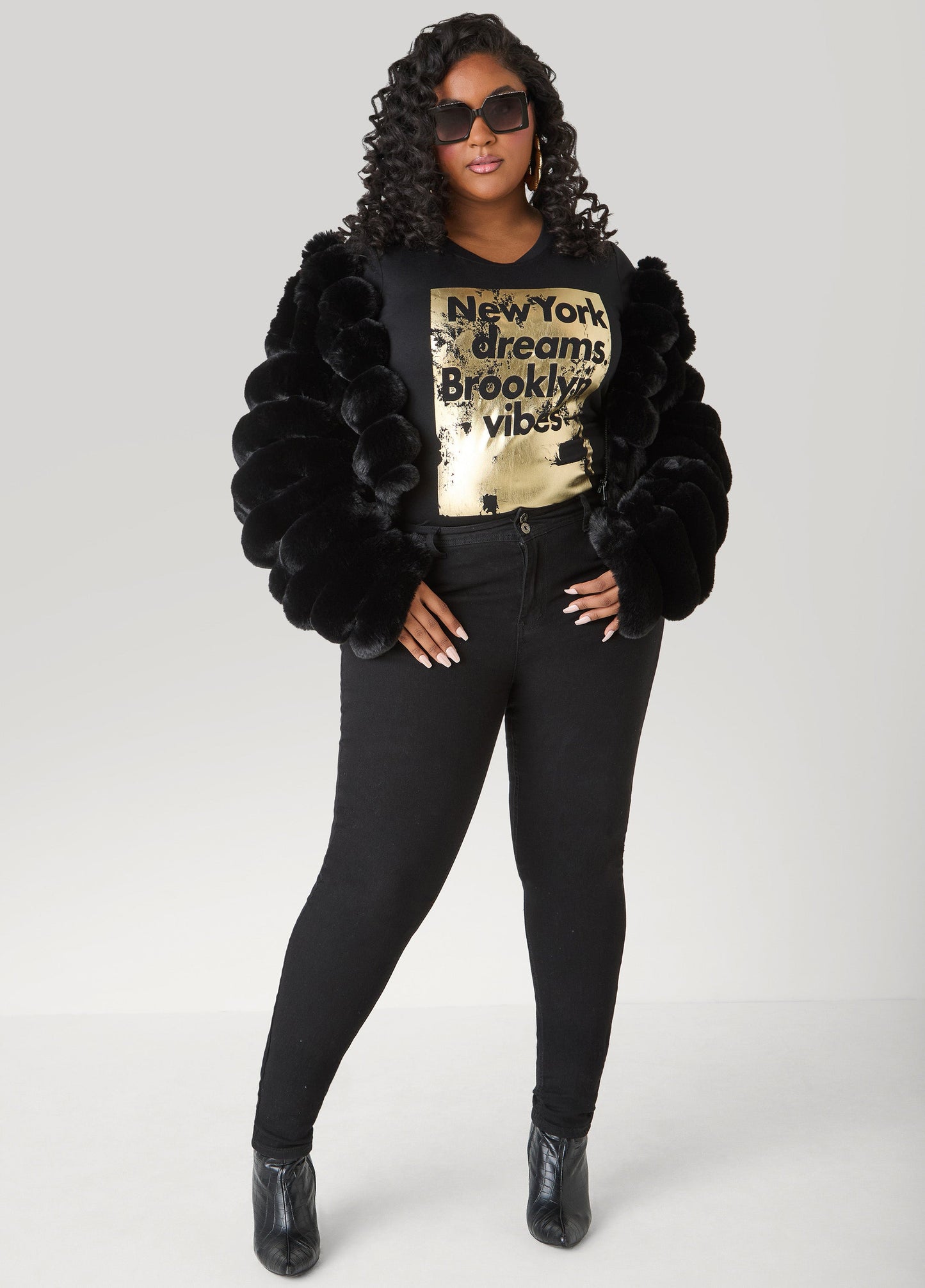 Ashley Stewart New York Graphic Tee Black