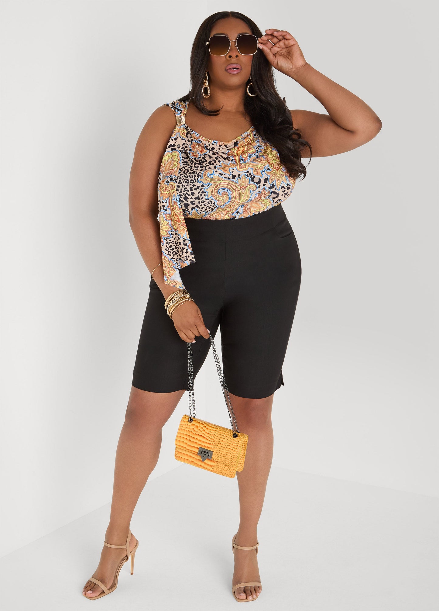 Ashley Stewart Draped Printed Tank Multi