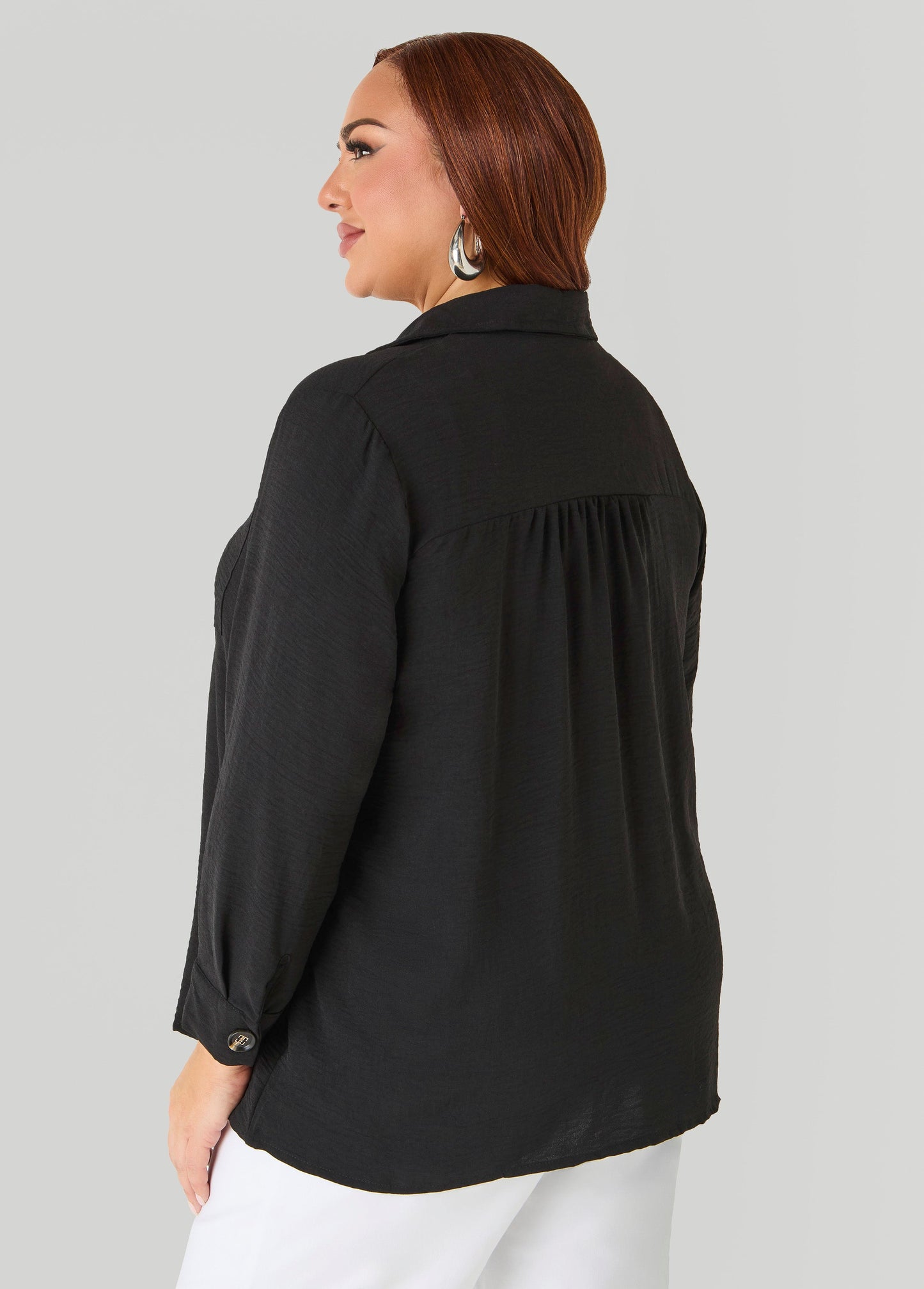 Ashley Stewart Textured Collared Shirt Light Pastel Blue