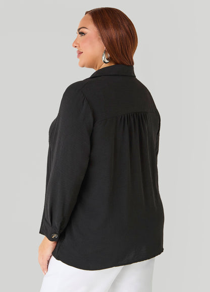 Ashley Stewart Textured Collared Shirt Light Pastel Blue