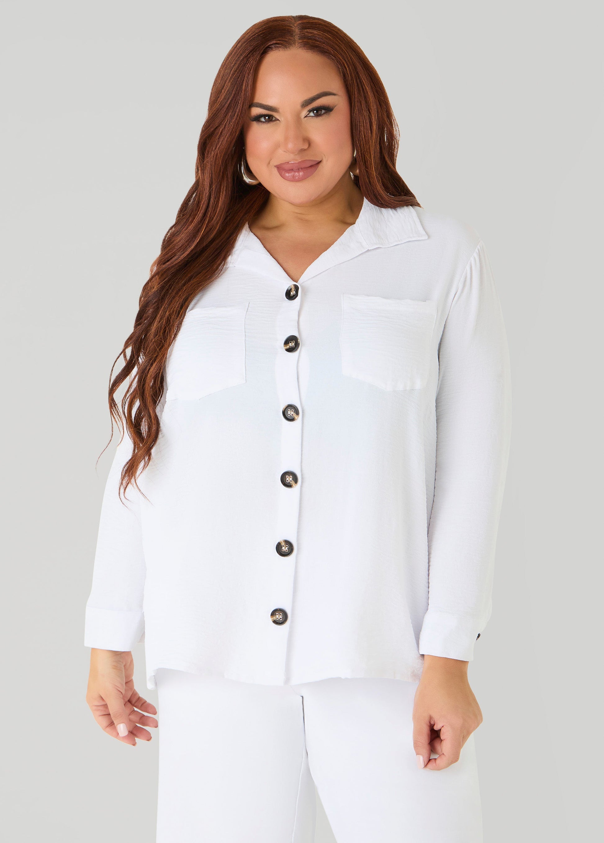Ashley Stewart Textured Collared Shirt Light Pastel Blue