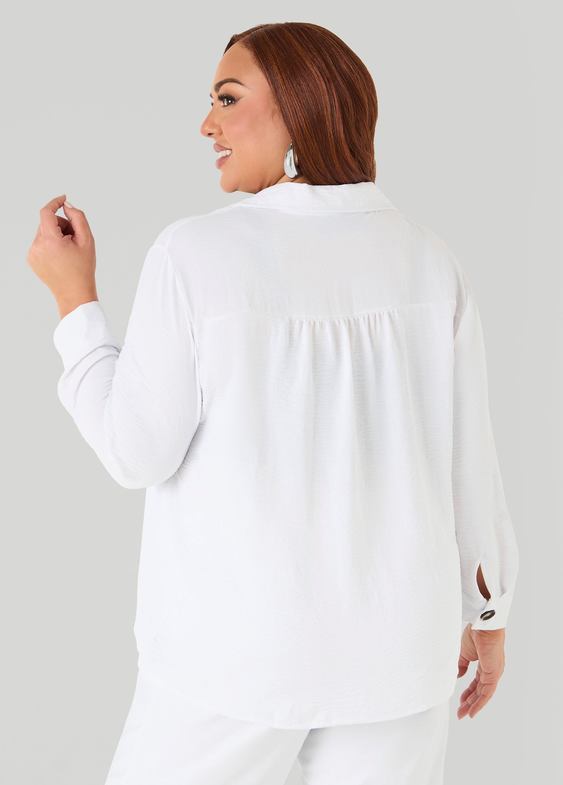 Ashley Stewart Textured Collared Shirt Light Pastel Blue