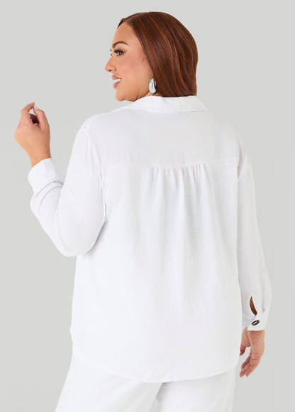 Ashley Stewart Textured Collared Shirt Light Pastel Blue