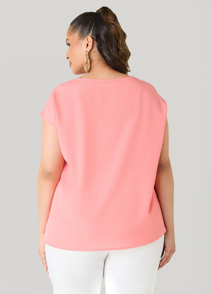 Ashley Stewart Embellished Crepe Top Blue