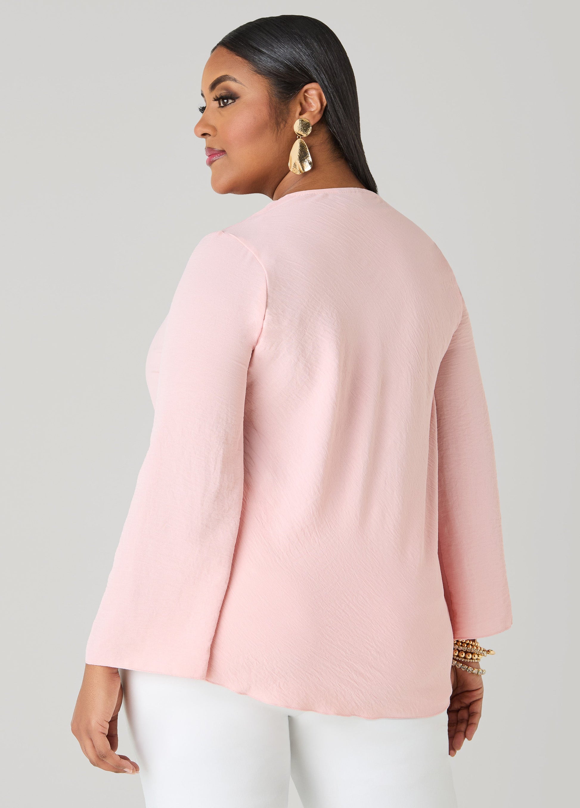 Ashley Stewart Textured Cowl Neck Blouse Pink