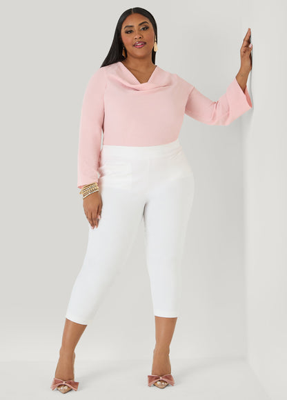 Ashley Stewart Textured Cowl Neck Blouse Pink