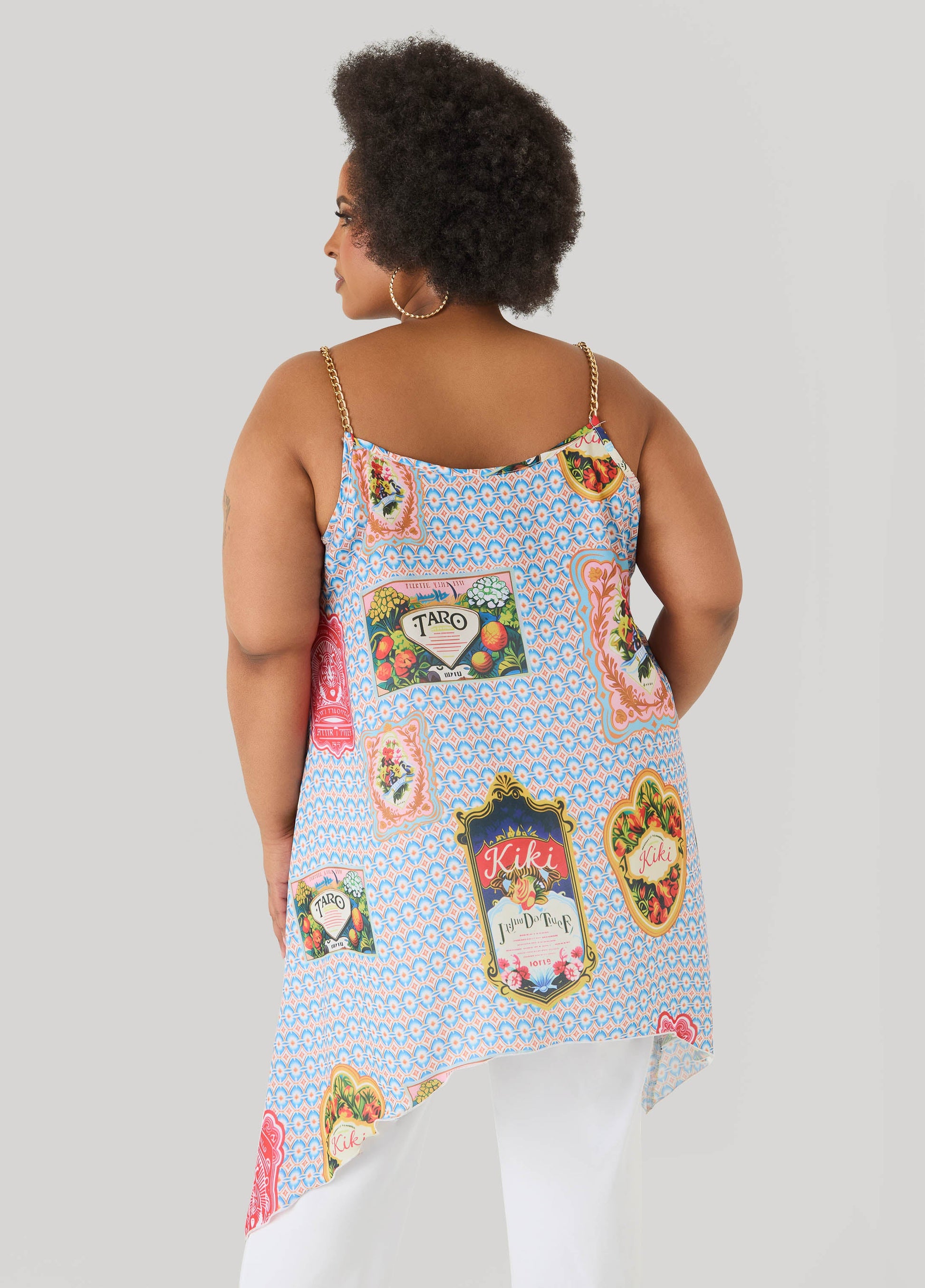 Ashley Stewart Chain Trimmed Printed Top Multi
