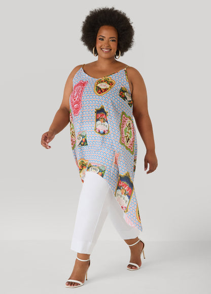 Ashley Stewart Chain Trimmed Printed Top Multi