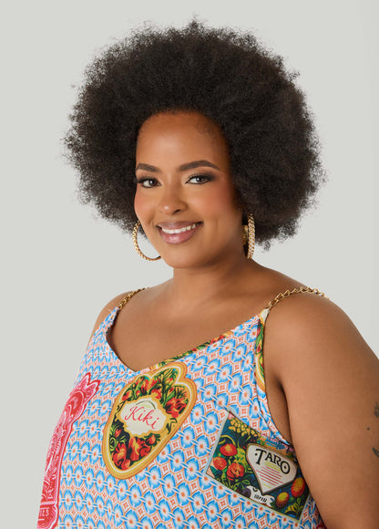 Ashley Stewart Chain Trimmed Printed Top Multi