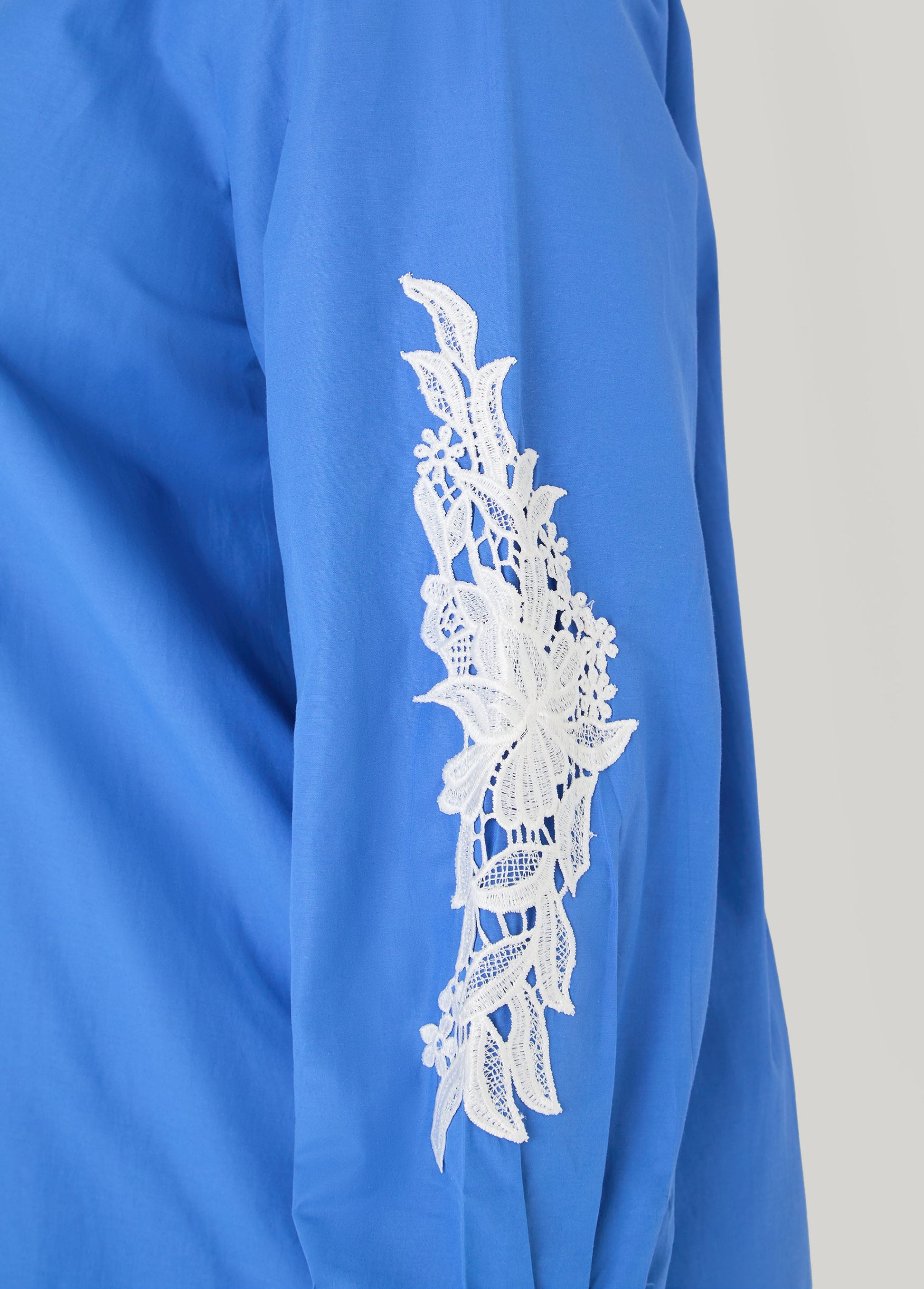 Ashley Stewart Applique Cotton Blend Shirt Blue