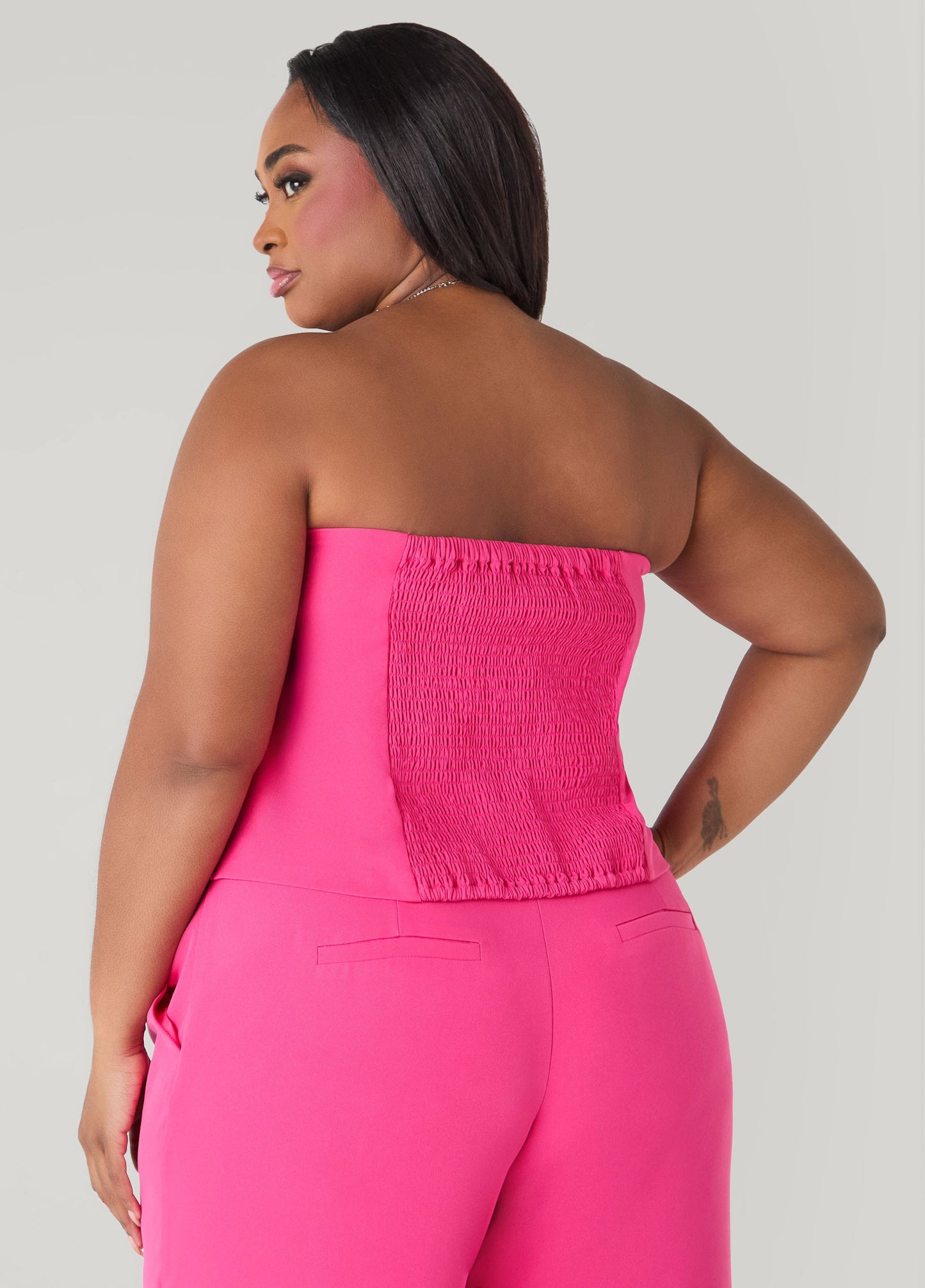 Ashley Stewart Strapless Lace Paneled Bustier Beetroot Purple