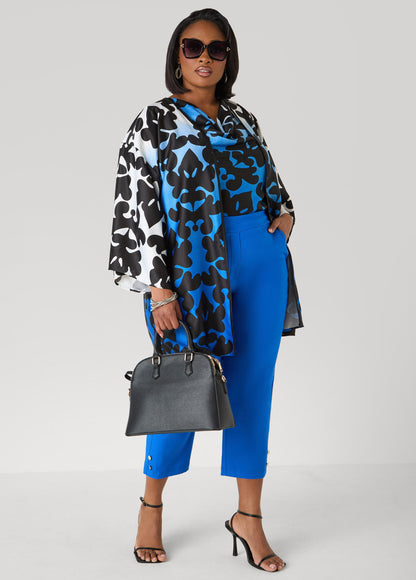 Ashley Stewart Ombre Printed Satin Kimono Victoria Blue