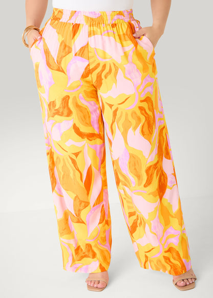 Ashley Stewart Swirl Print Wide Leg Pants Multi