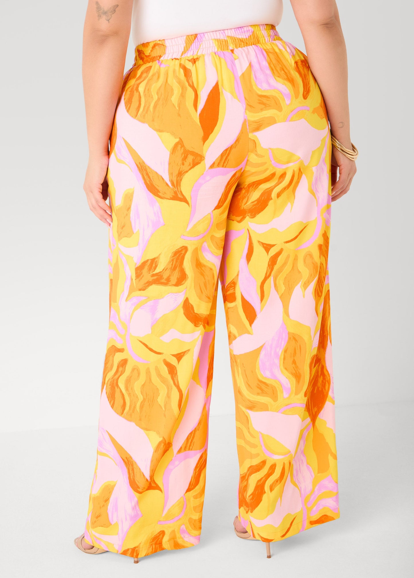 Ashley Stewart Swirl Print Wide Leg Pants Multi