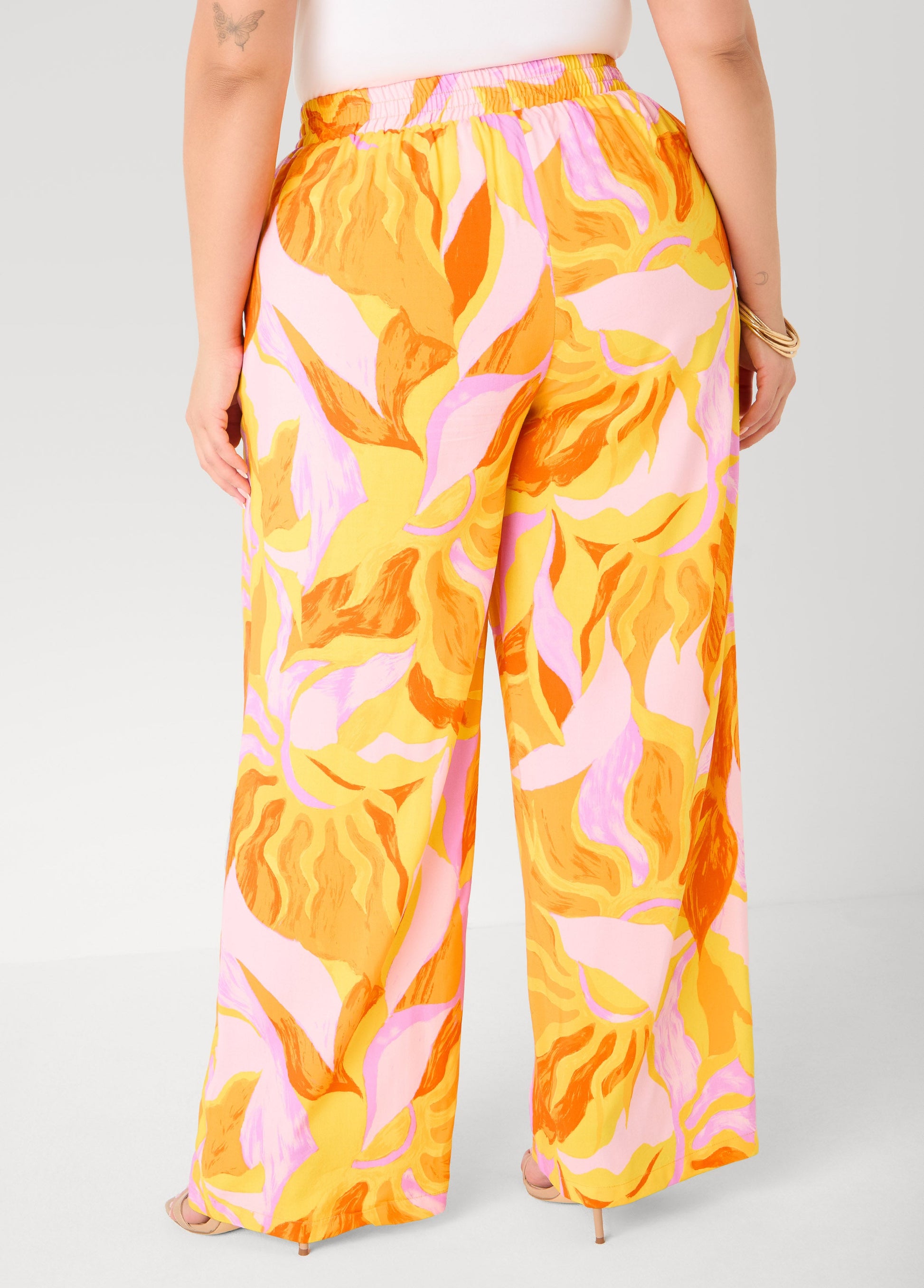 Ashley Stewart Swirl Print Wide Leg Pants Multi
