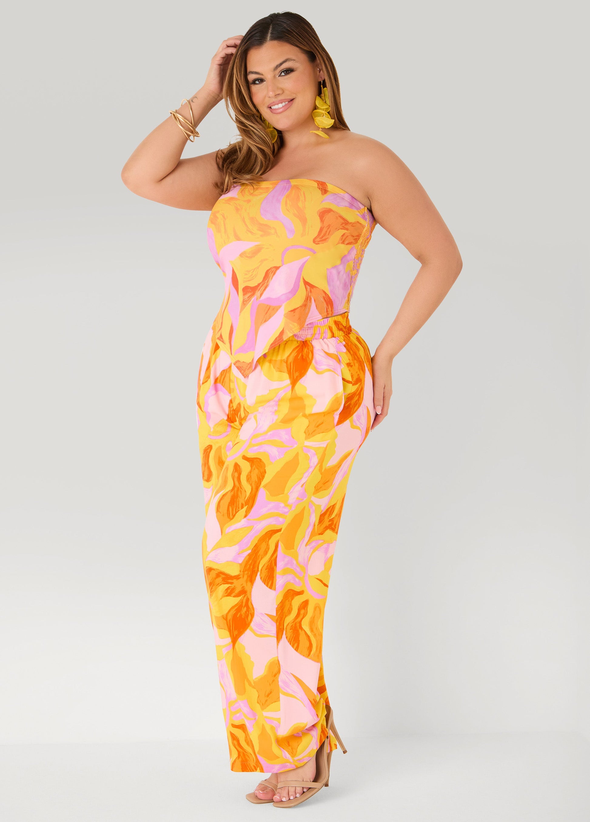 Ashley Stewart Swirl Print Wide Leg Pants Multi