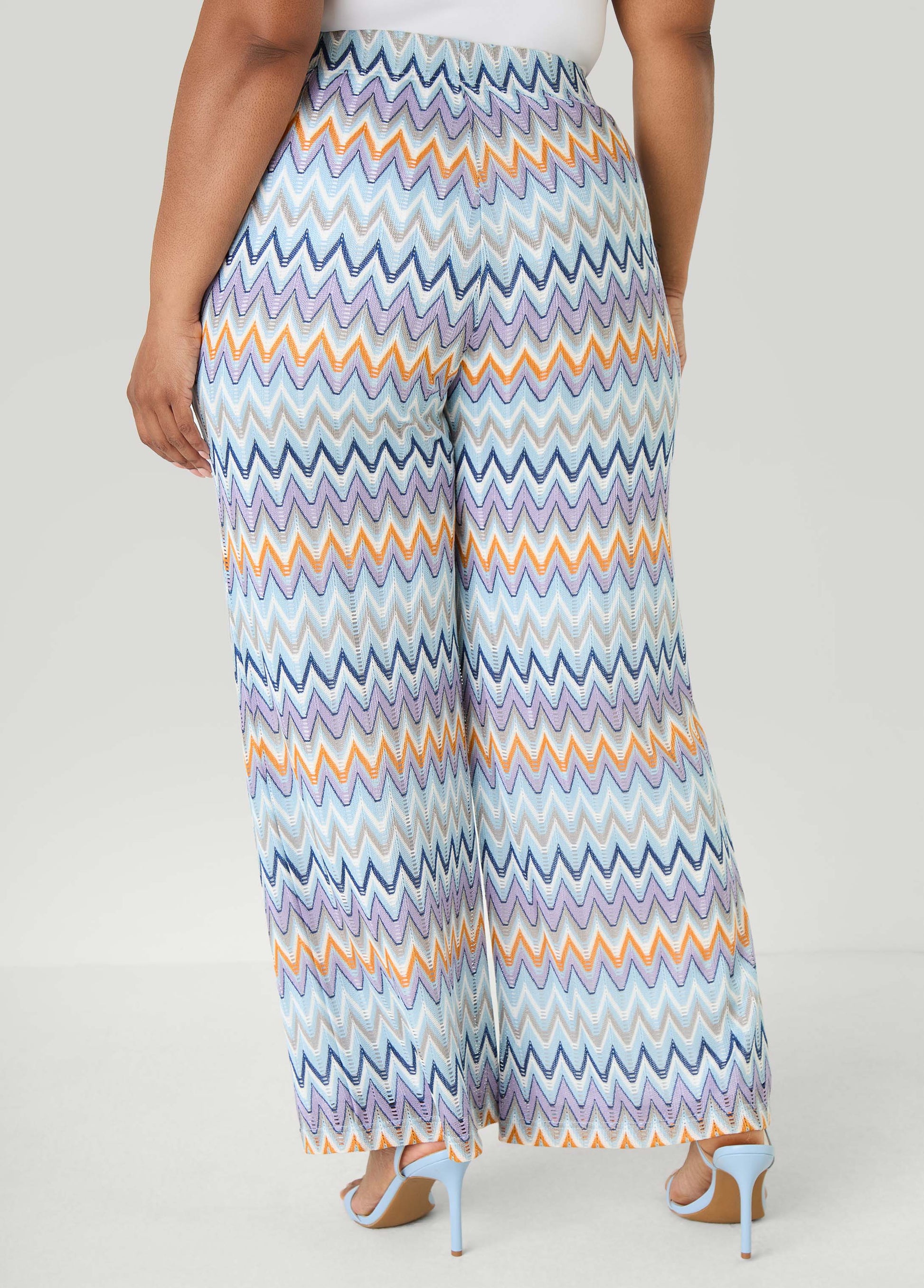 Ashley Stewart Chevron Knit Wide Leg Pants Multi