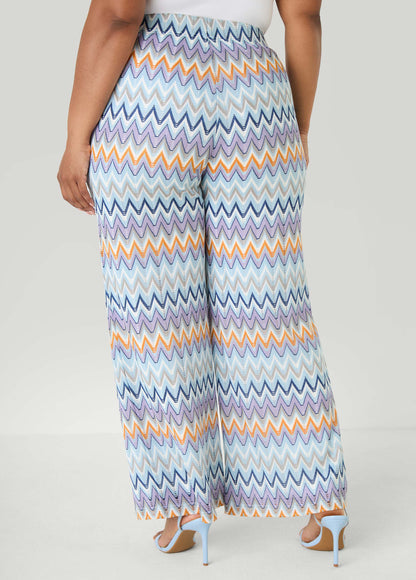 Ashley Stewart Chevron Knit Wide Leg Pants Multi