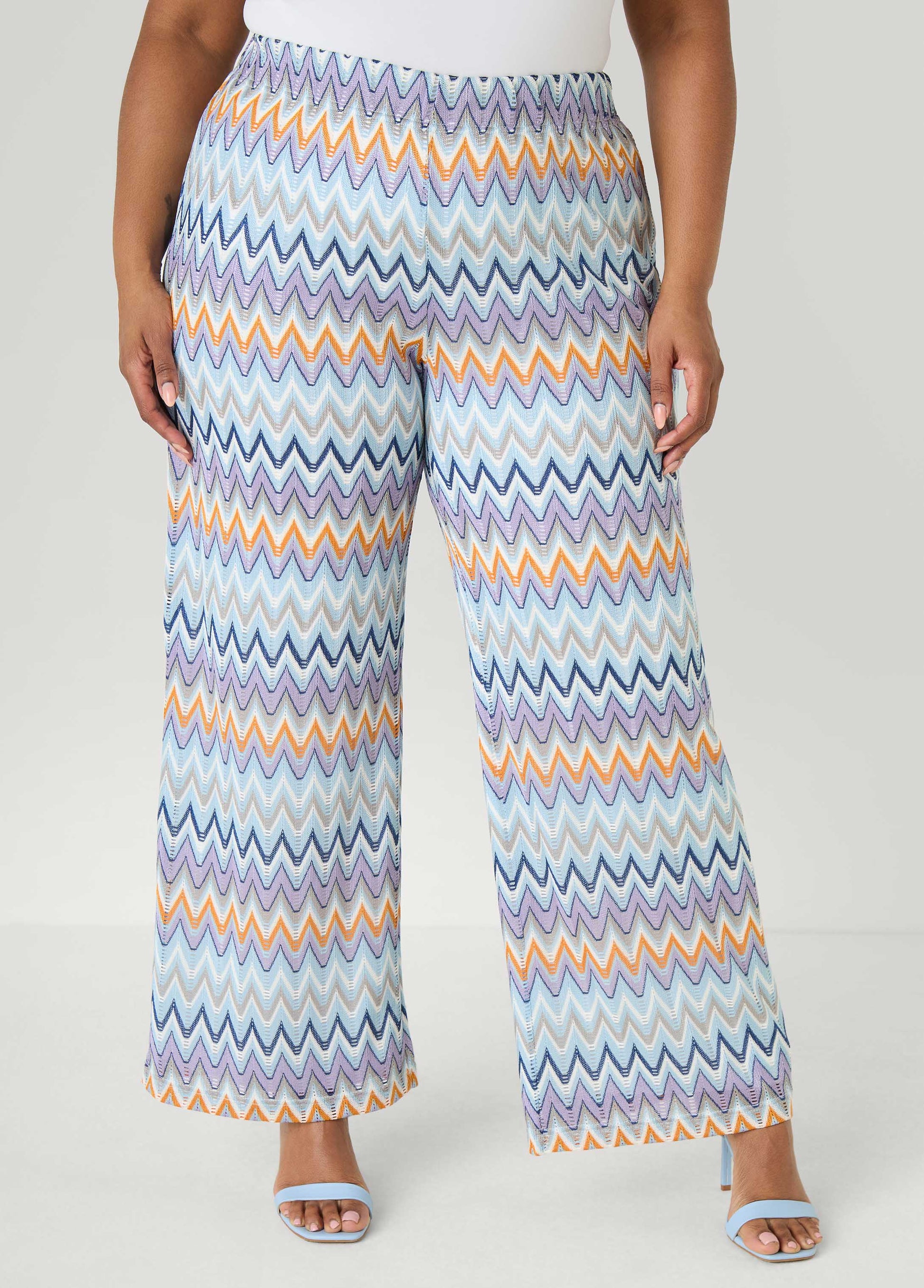 Ashley Stewart Chevron Knit Wide Leg Pants Multi