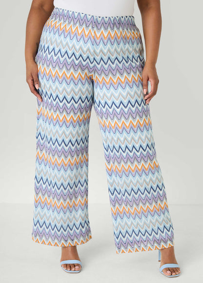 Ashley Stewart Chevron Knit Wide Leg Pants Multi