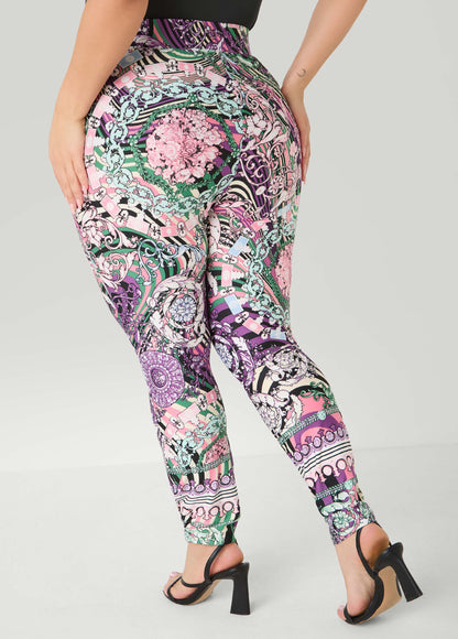 Ashley Stewart High Rise Status Print Leggings Multi