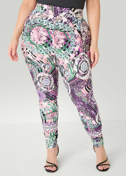 Ashley Stewart High Rise Status Print Leggings Multi