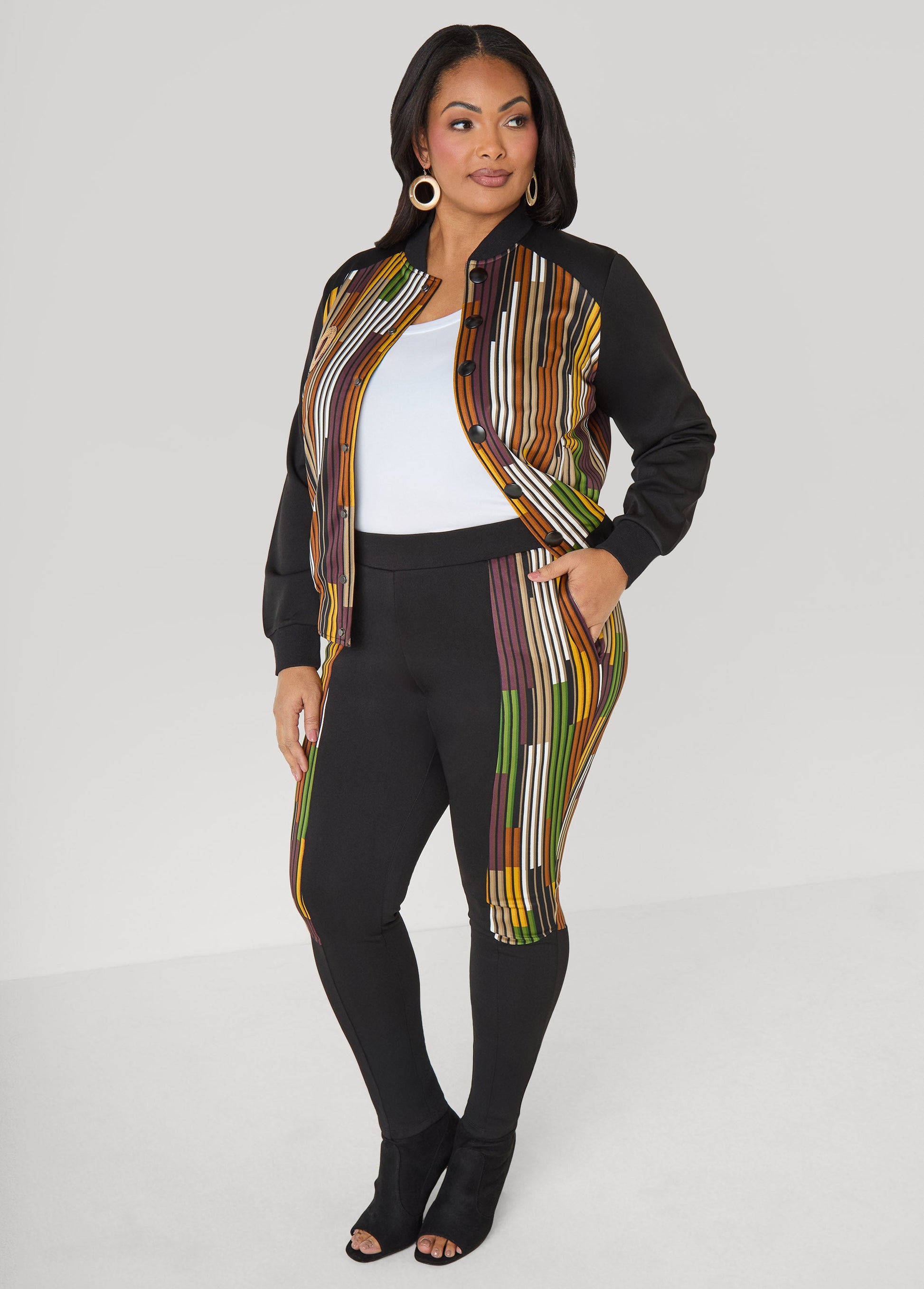Ashley Stewart Striped Track Pants Multi