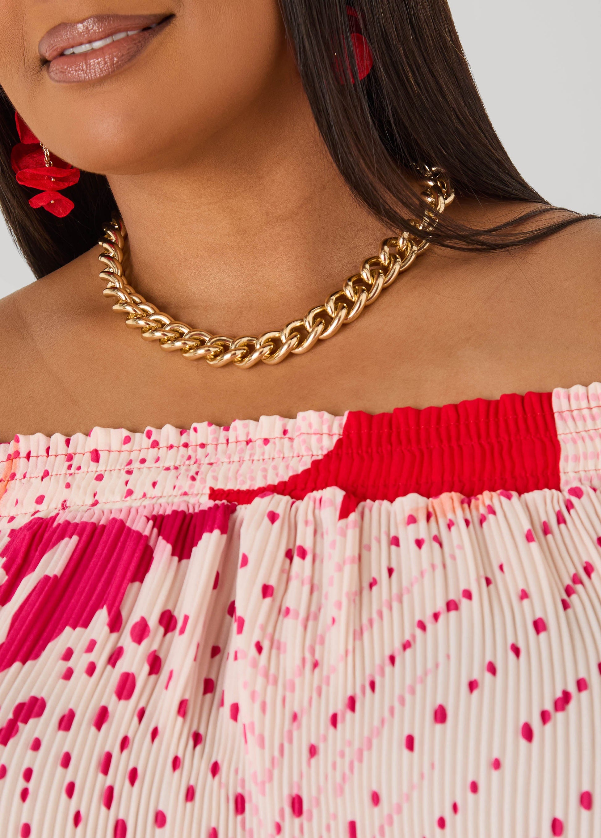 Ashley Stewart Off The Shoulder Floral Plisse Top Pink Yarrow