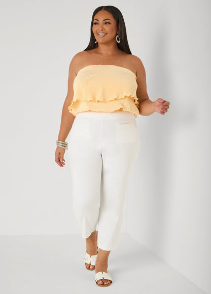 Ashley Stewart Strapless Plisse Satin Top Amazon