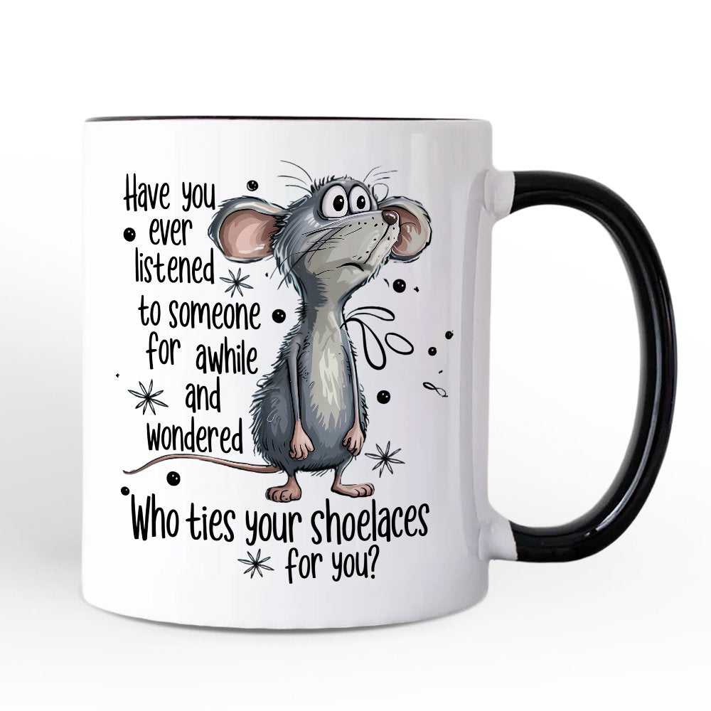 Ashley Stewart Who Ties Your Shoelaces Mug White