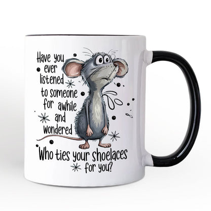 Ashley Stewart Who Ties Your Shoelaces Mug White