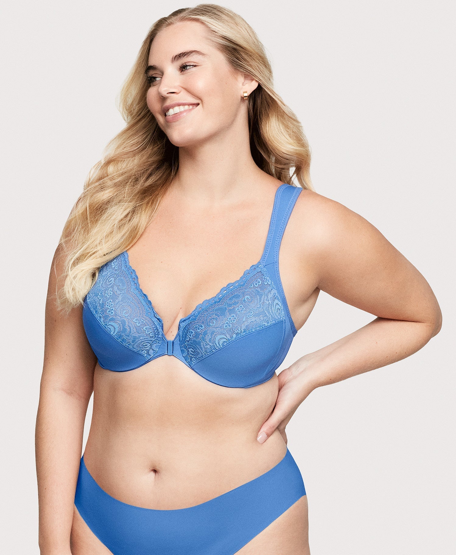 Ashley Stewart Front-Closure WonderWire Bra Blue Azure