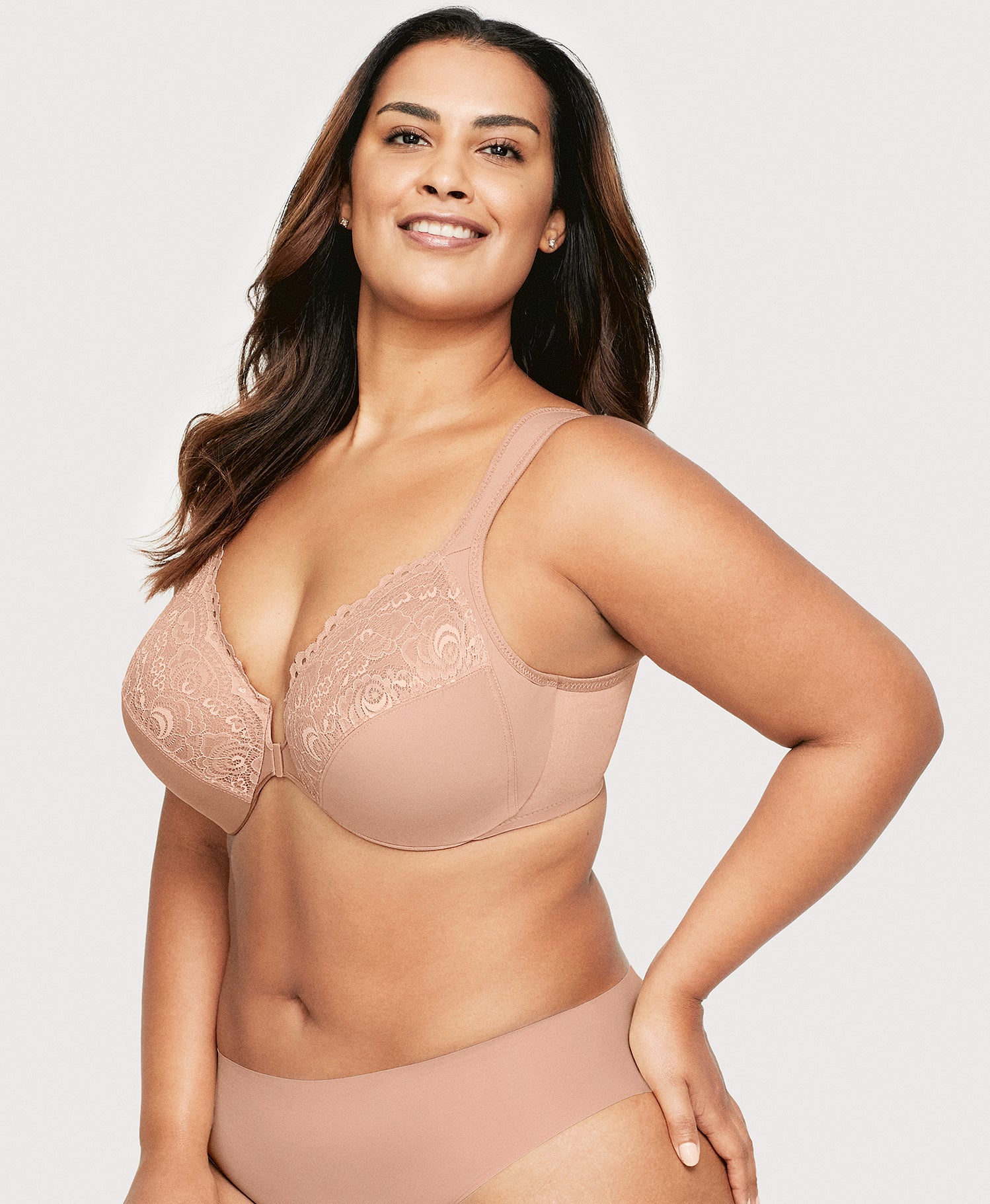 Ashley Stewart Front-Closure WonderWire Bra Cappuccino