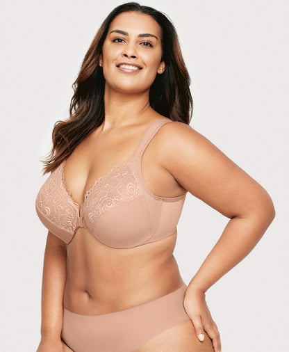 Ashley Stewart Front-Closure WonderWire Bra Cappuccino