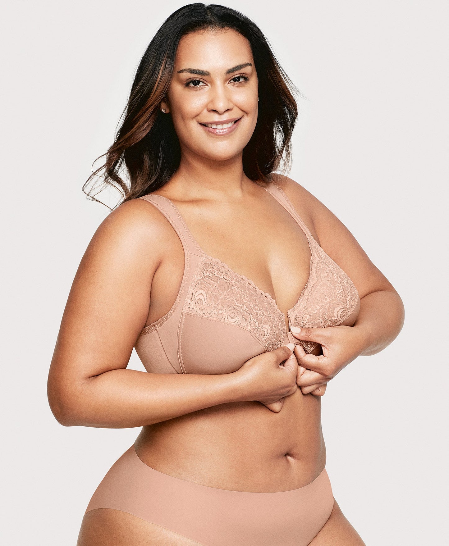 Ashley Stewart Front-Closure WonderWire Bra Cappuccino