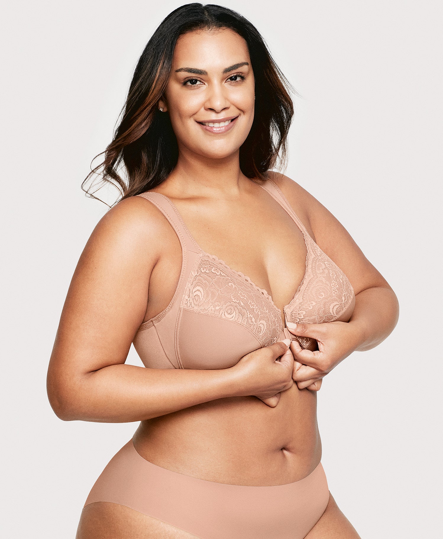 Ashley Stewart Front-Closure WonderWire Bra Cappuccino