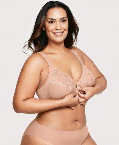 Ashley Stewart Front-Closure WonderWire Bra Cappuccino